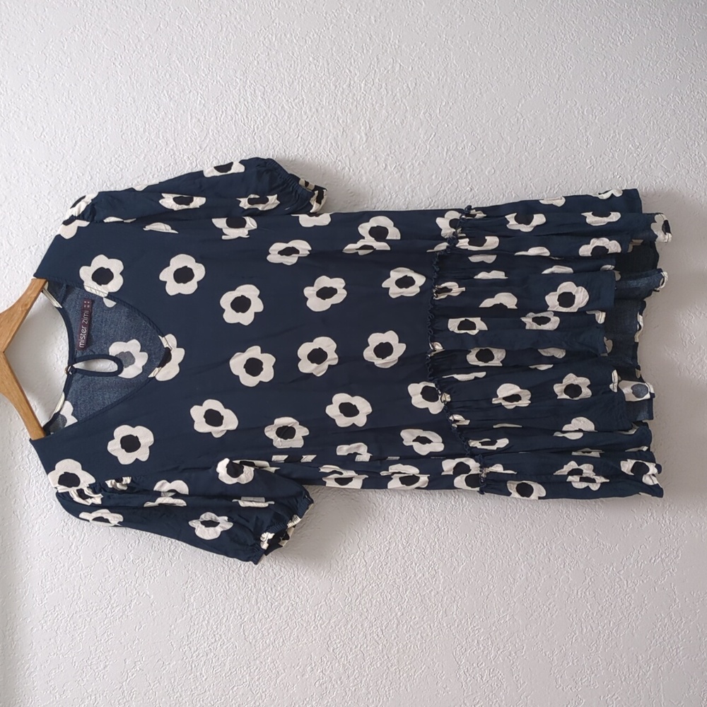 Mister Zimi Blue Flowered Midi Dress US 4